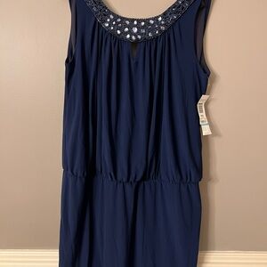 Onyx Nite Navy Blue Women's Plus Size Evening Cocktail Dress 16W *NWT*